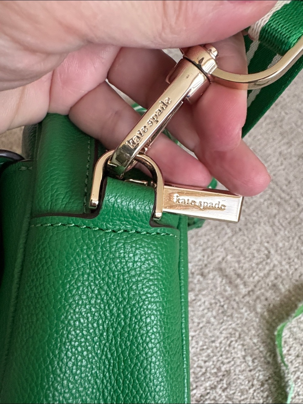 kate spade ♠️ Pebbled Leather Crossbody with Striped Strap and Coin Pouch - Picture 5 of 13
